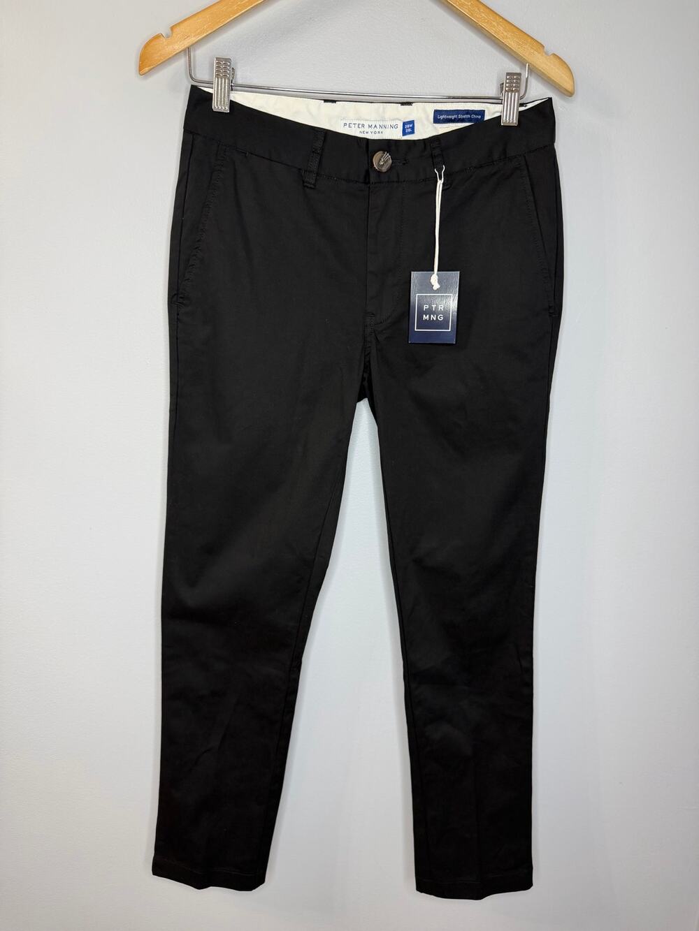 Peter Manning NYC Lightweight Stretch Slim Fit Chinos Pant Black Men's 28x28 New
